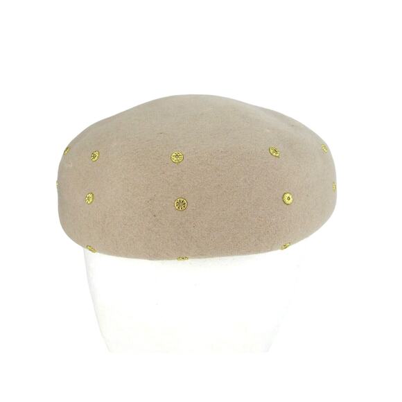 Vintage Mohn Brothers Wool Felt Hat Tan Women's 30’s 40's 50’s Cabbie - Picture 1 of 8